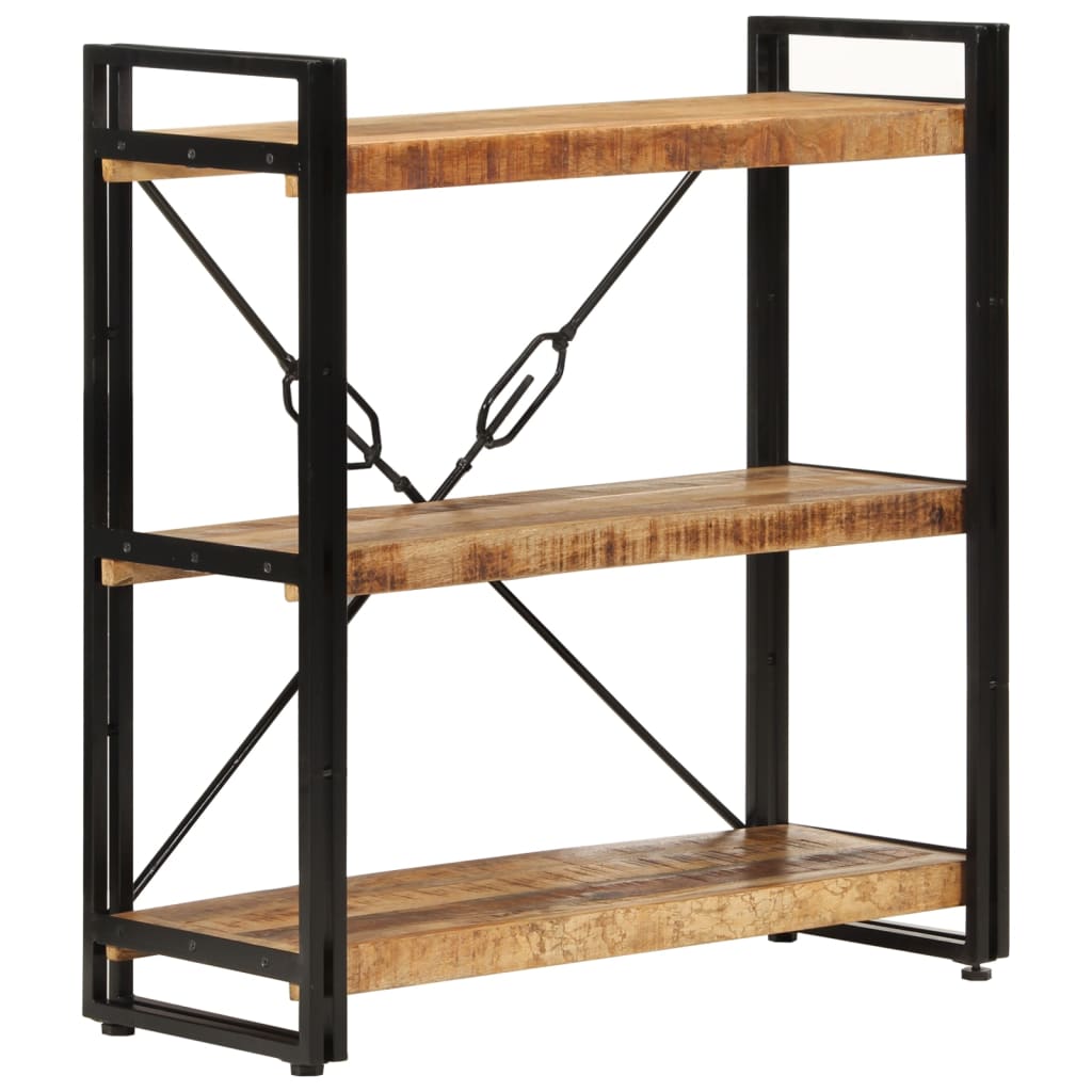 Libreria 3 Livelli 77x30x80 cm Legno Massello di Mango e Ferro | homemem39