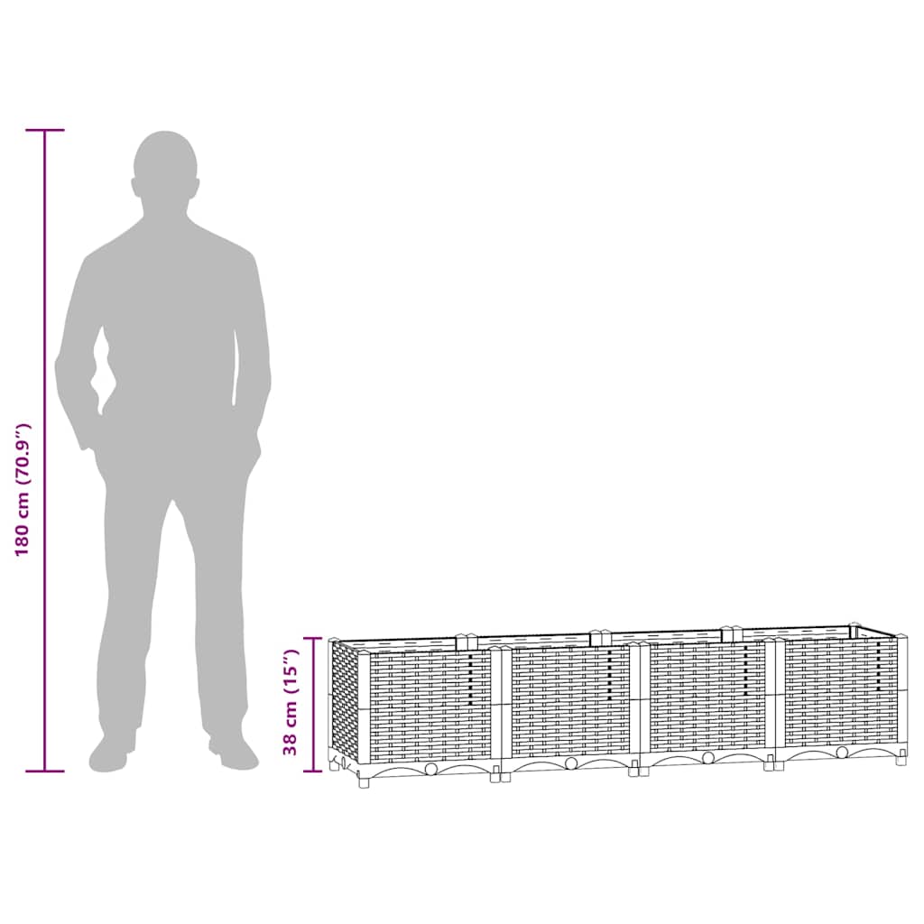 Fioriera Rialzata 160x40x38 cm in Polipropilene - homemem39