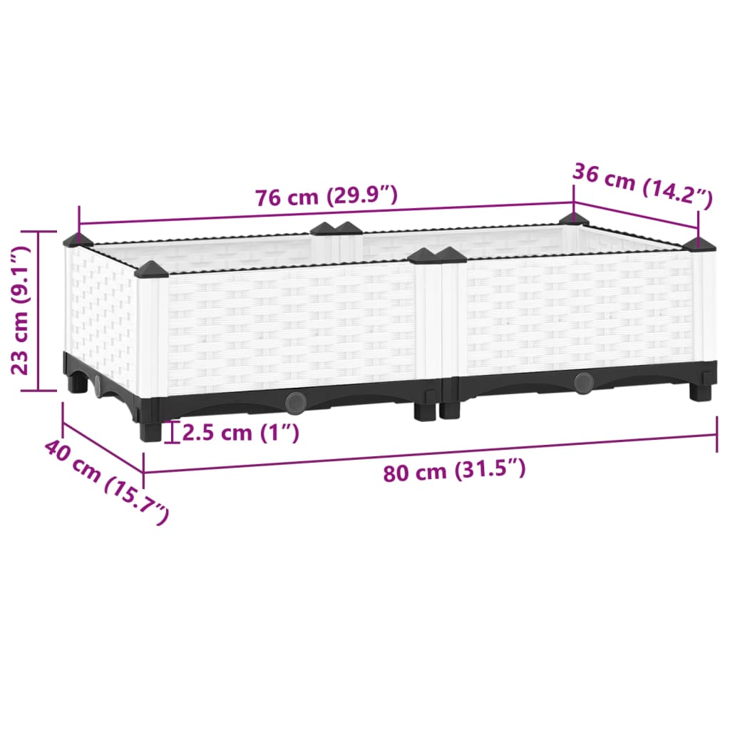 Fioriera Rialzata 80x40x23 cm in Polipropilene - homemem39