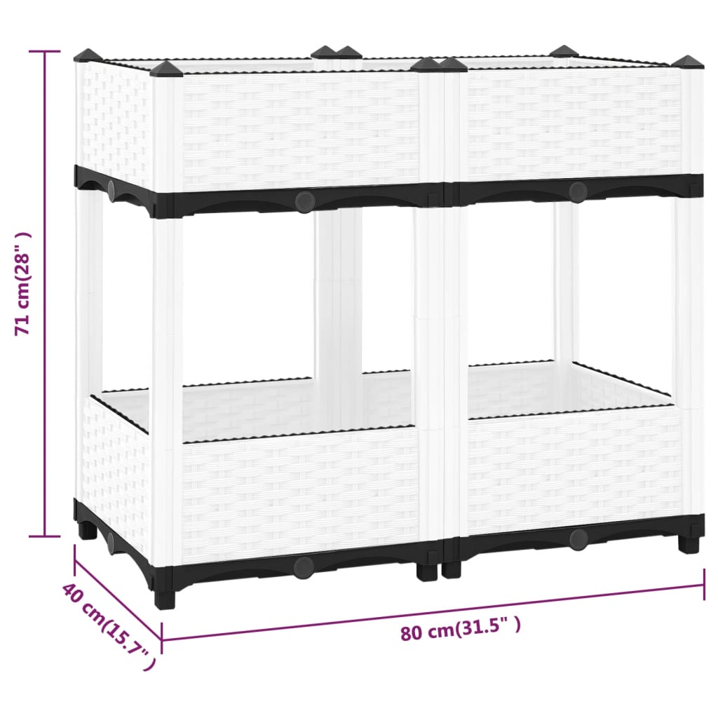 Fioriera Rialzata 80x40x71 cm in Polipropilene - homemem39
