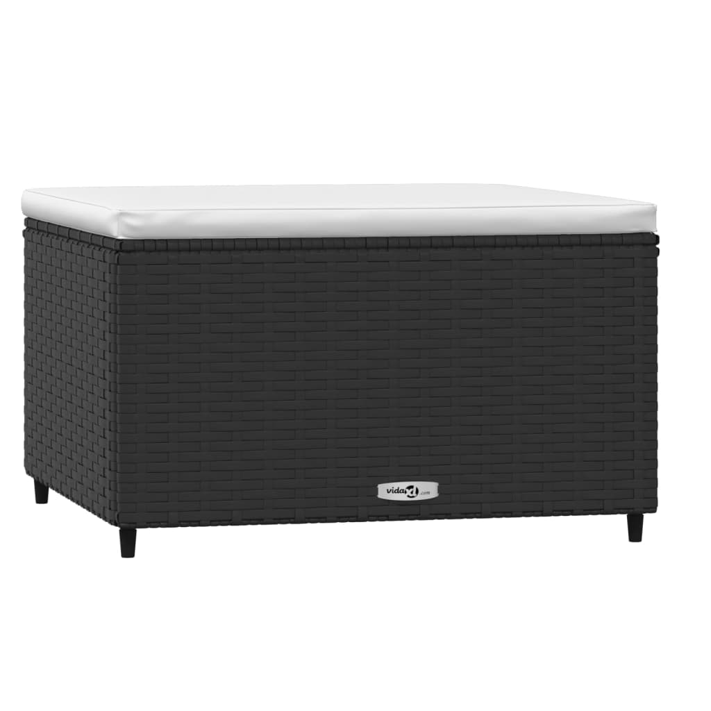 Poggiapiedi da Giardino con Cuscino in Polyrattan Nero - homemem39
