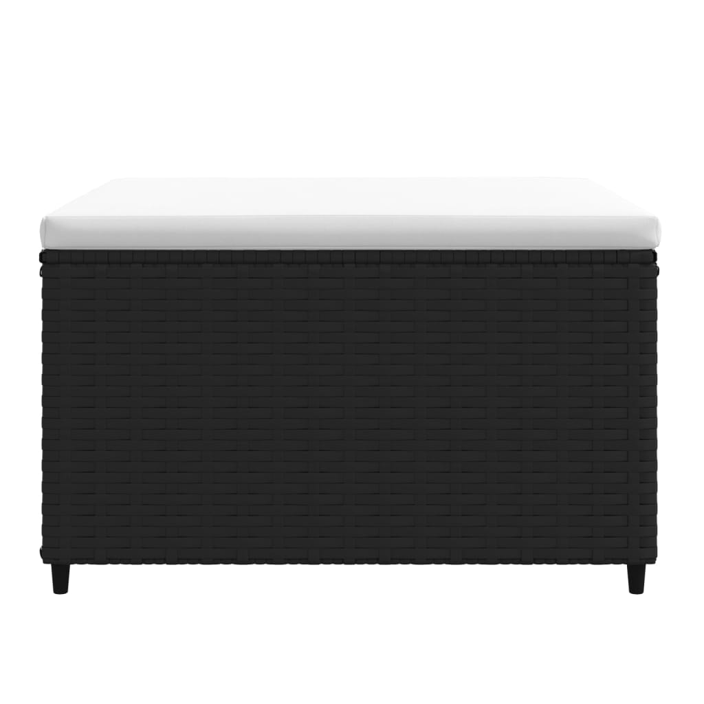 Poggiapiedi da Giardino con Cuscino in Polyrattan Nero - homemem39