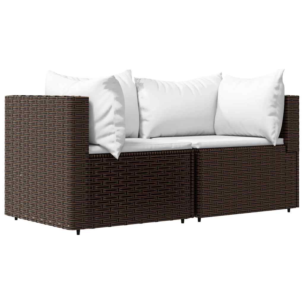 Set Mobili da Giardino 3 pz con Cuscini in Polyrattan Marrone - homemem39