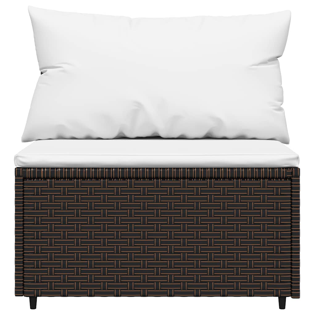 Divano Centrale da Giardino con Cuscini in Polyrattan Marrone - homemem39