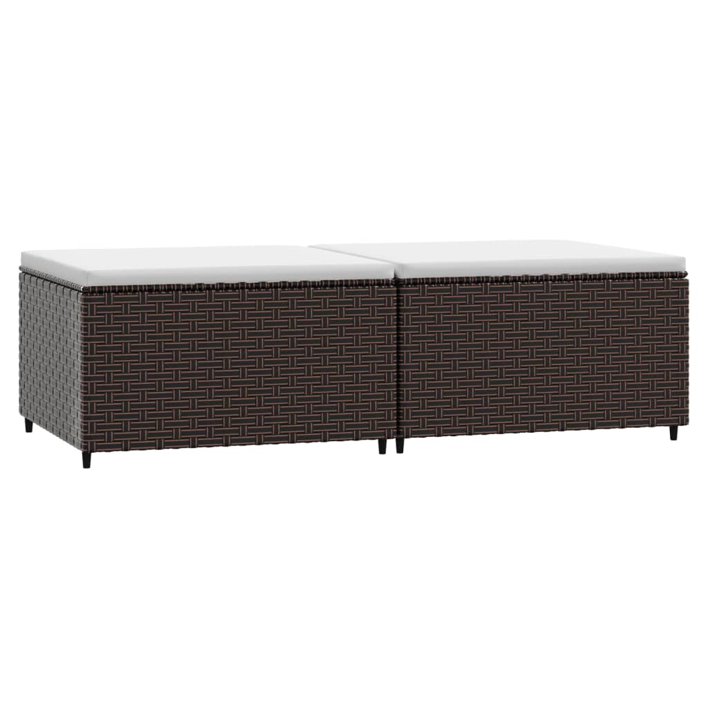 Poggiapiedi da Giardino con Cuscini 2 pz in Polyrattan Marrone - homemem39