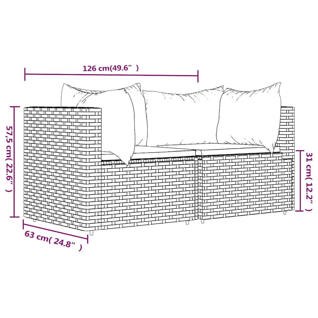 Divani Angolari da Giardino con Cuscini 2pz Polyrattan Grigio - homemem39