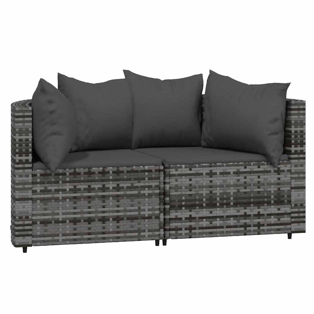 Set Divani da Giardino 3 pz con Cuscini in Polyrattan Grigio - homemem39