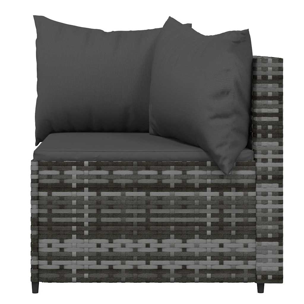 Set Divani da Giardino 3 pz con Cuscini in Polyrattan Grigio - homemem39
