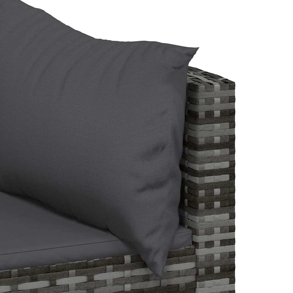 Set Divani da Giardino 3 pz con Cuscini in Polyrattan Grigio - homemem39