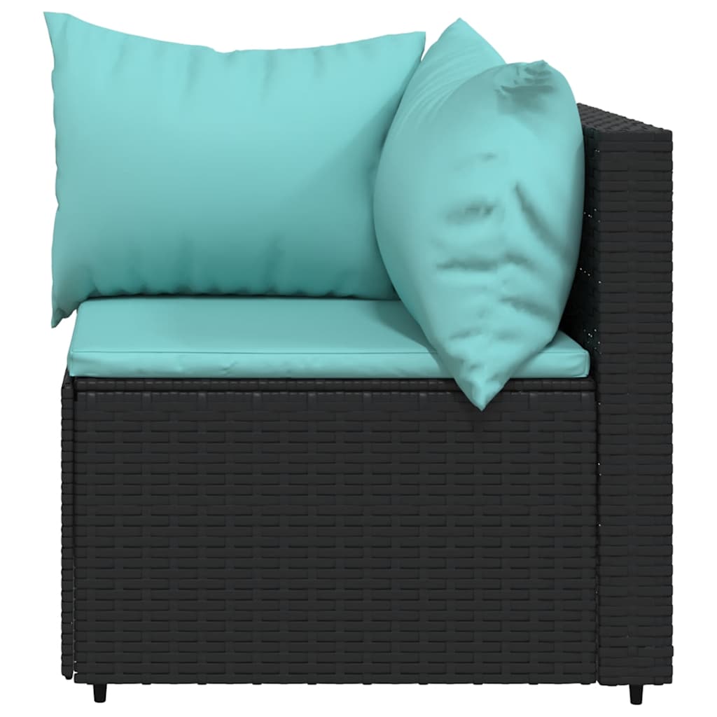 Divani Angolari da Giardino con Cuscini 2pz in Polyrattan Nero - homemem39
