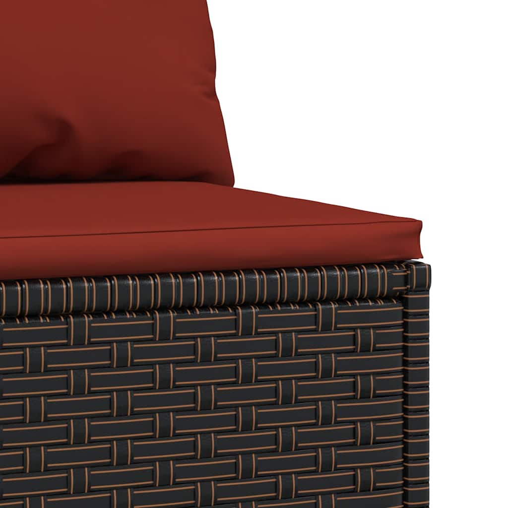 Divano Centrale da Giardino con Cuscini in Polyrattan Marrone - homemem39