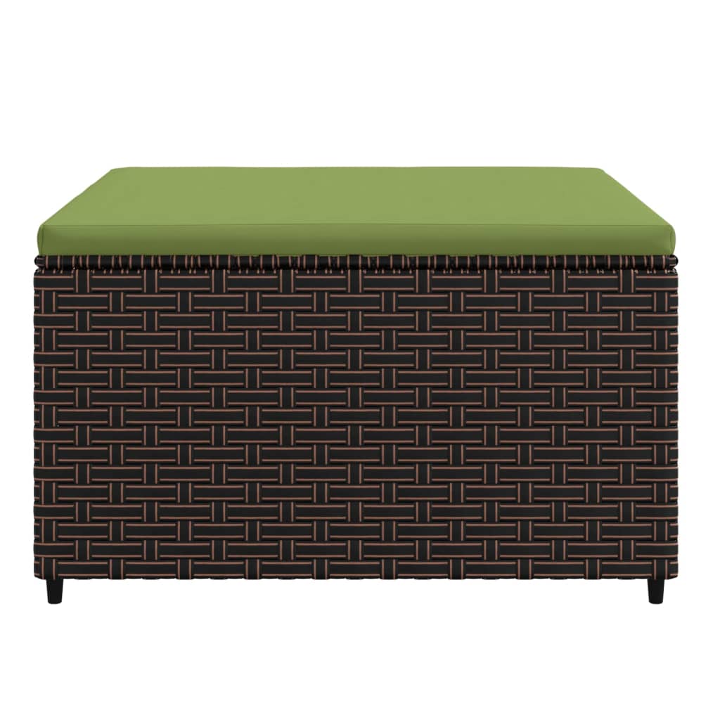 Poggiapiedi da Giardino con Cuscino in Polyrattan Marrone - homemem39