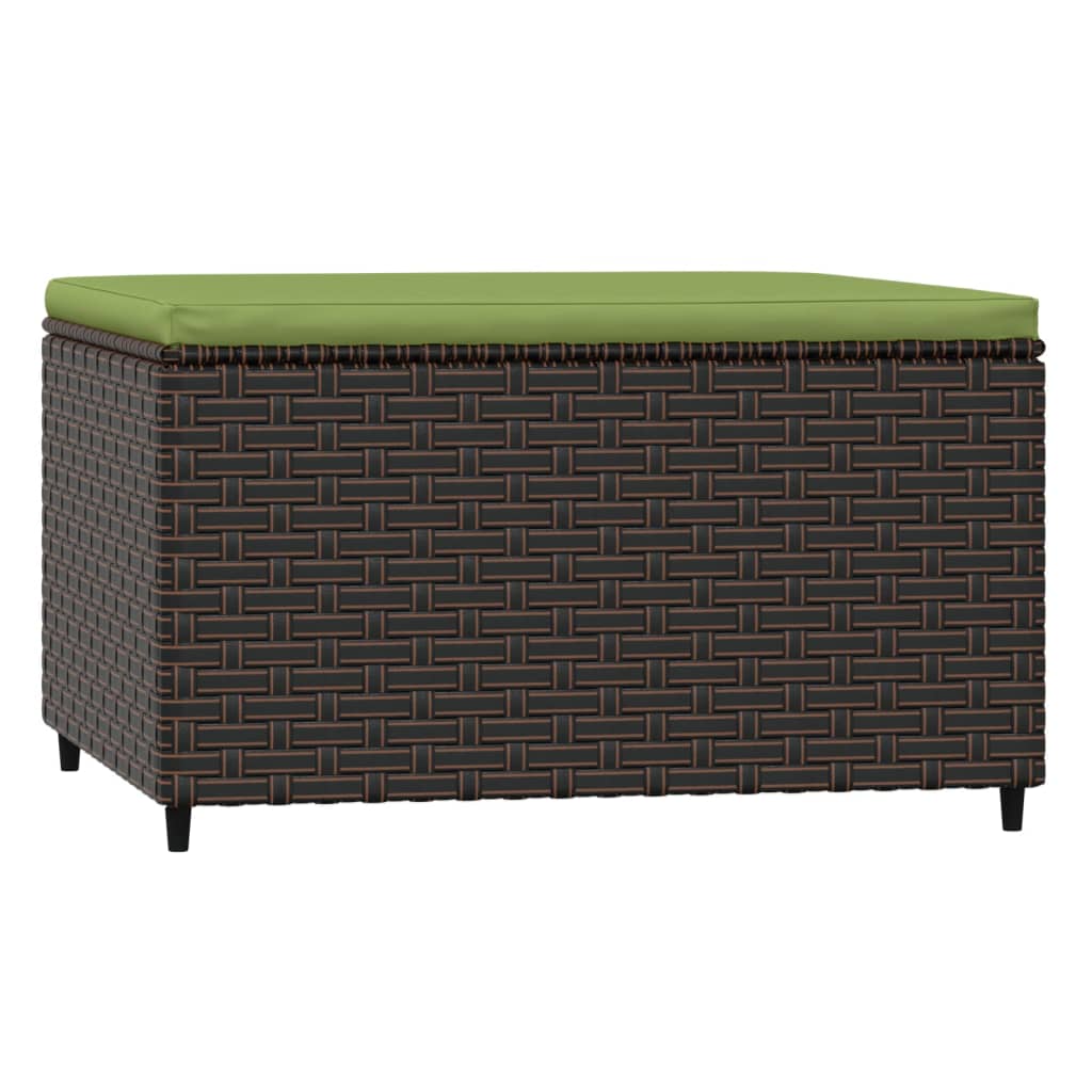 Poggiapiedi da Giardino con Cuscino in Polyrattan Marrone - homemem39