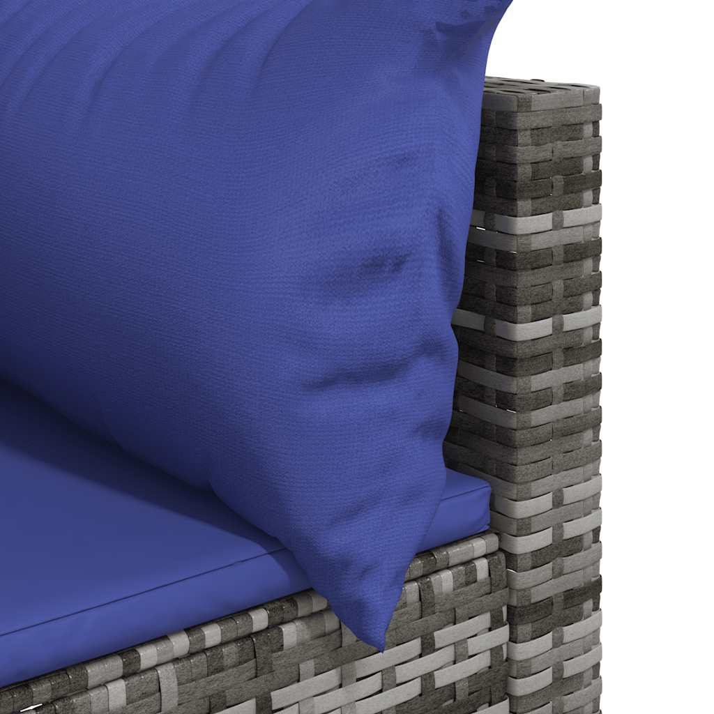 Set Divani da Giardino 3 pz con Cuscini in Polyrattan Grigio - homemem39