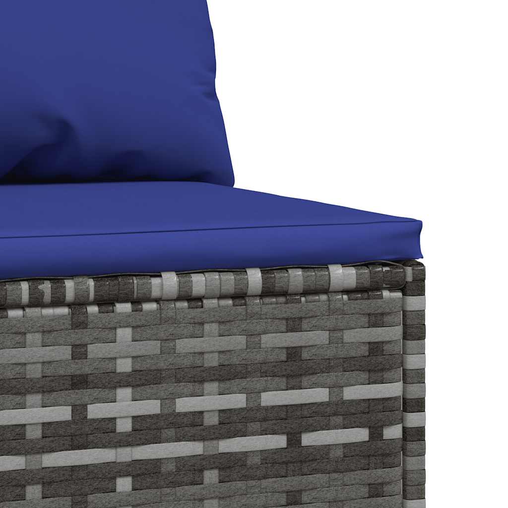 Divano Centrale da Giardino con Cuscini in Polyrattan Grigio - homemem39