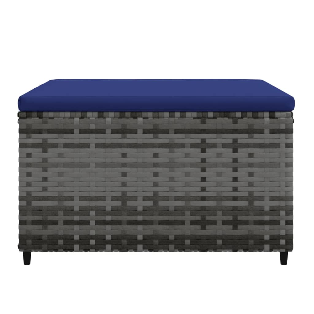 Poggiapiedi da Giardino con Cuscino in Polyrattan Grigio - homemem39