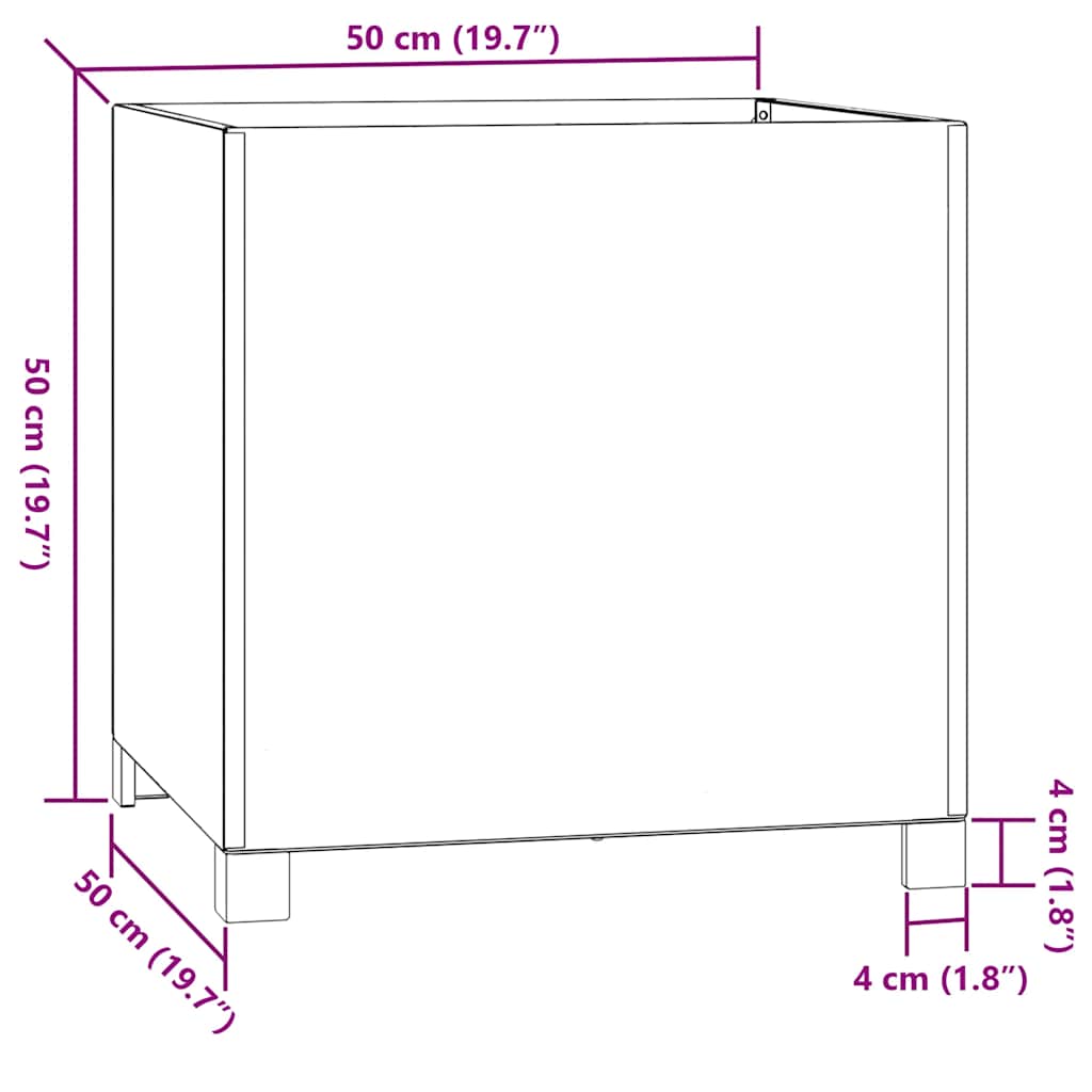 Fioriere con Gambe 2pz Ruggine 50x50x50 cm Acciaio Corten | homemem39