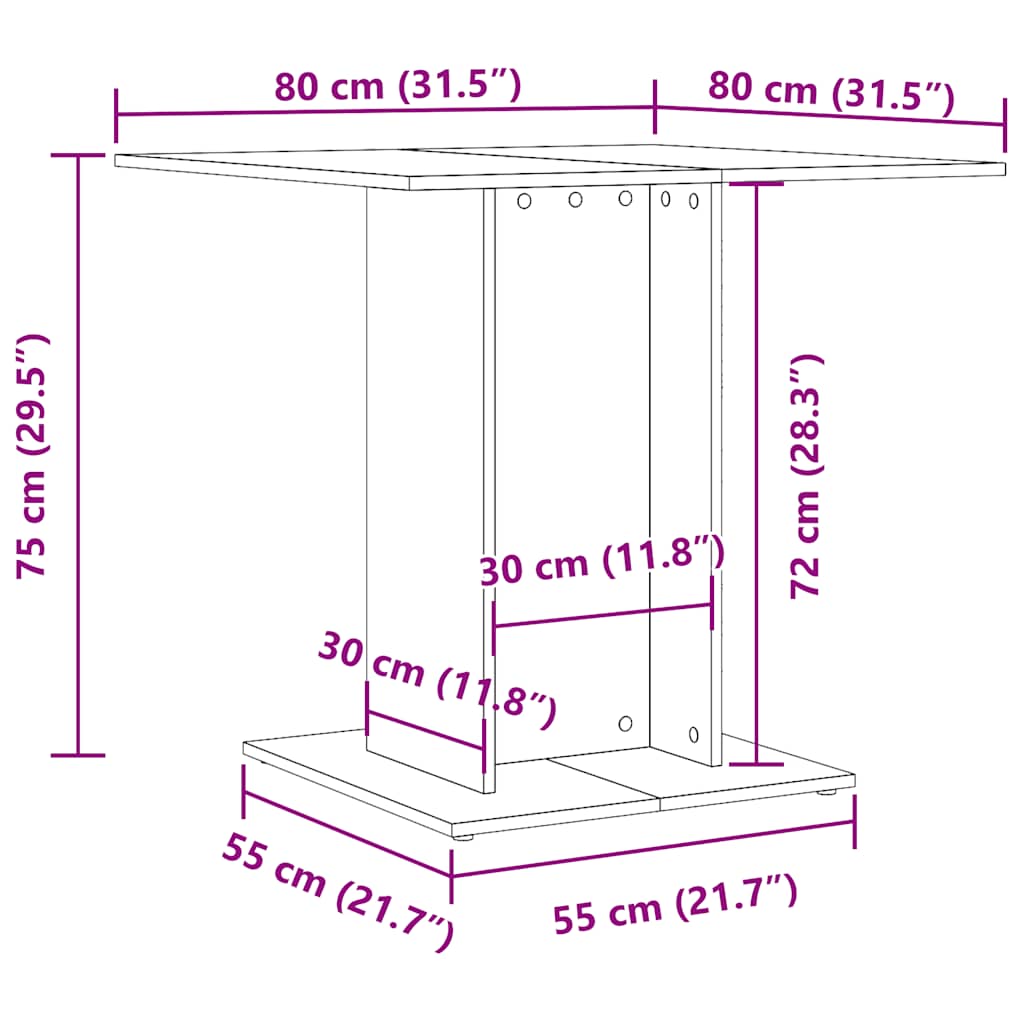 Tavolo da Pranzo rovere fumo 80x80x75 cm Legno Multistrato - homemem39