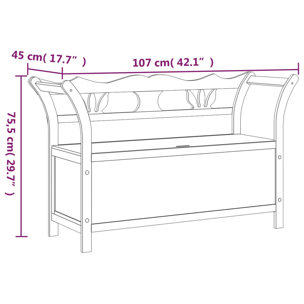 Panca 107x45x75,5 cm Legno Massello di Abete | homemem39