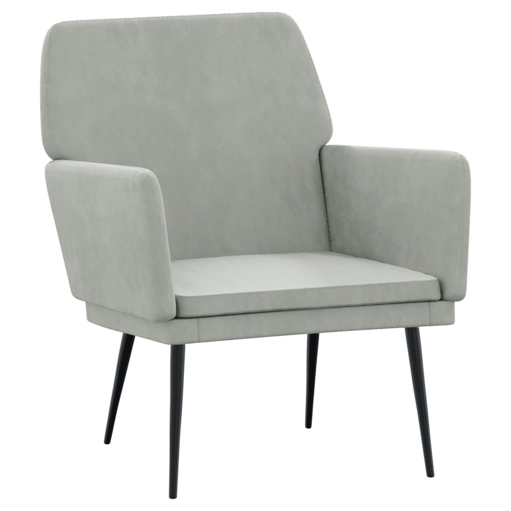Poltrona Grigio Chiaro 62x79x79 cm Velluto - homemem39