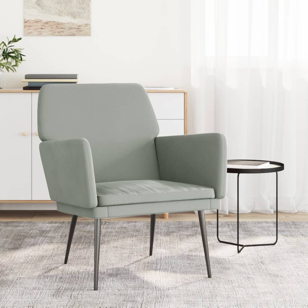 Poltrona Grigio Chiaro 62x79x79 cm Velluto - homemem39