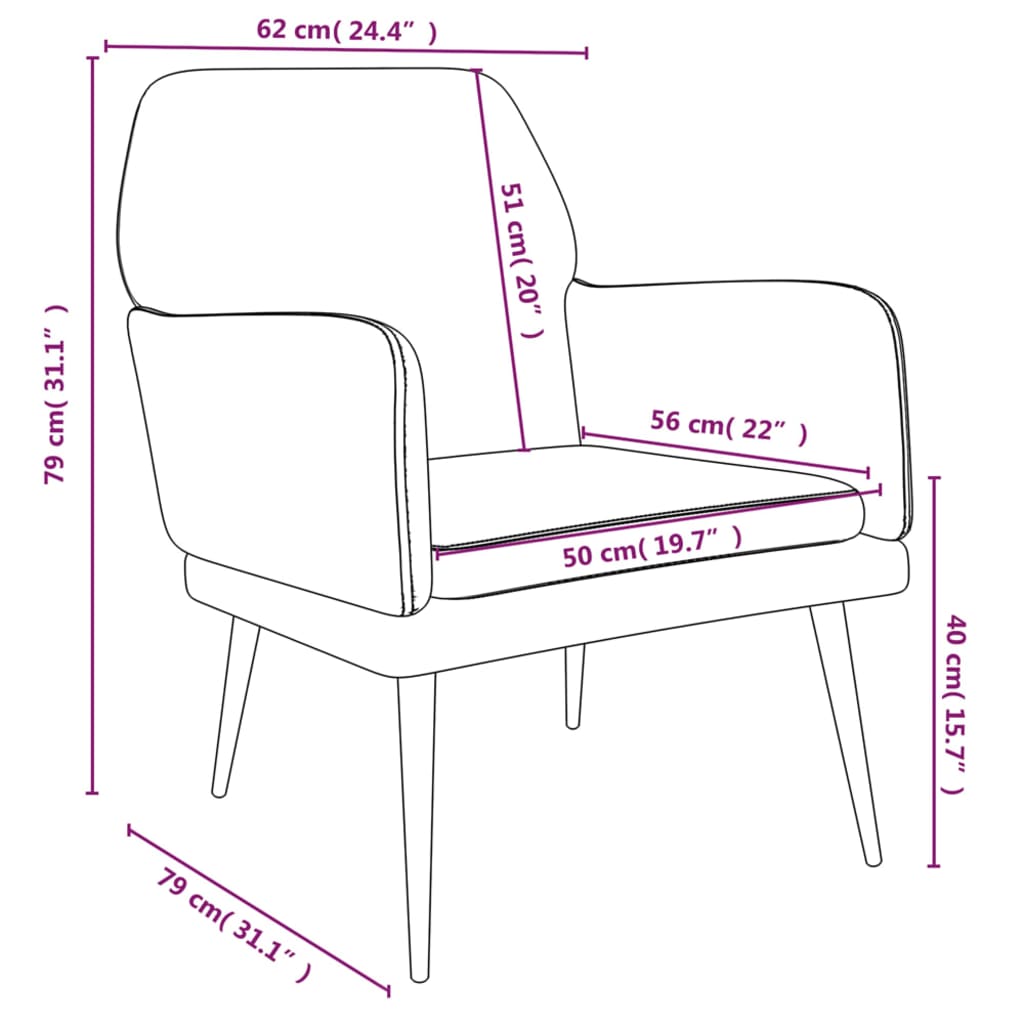 Poltrona Rosa 62x79x79 cm Velluto | homemem39