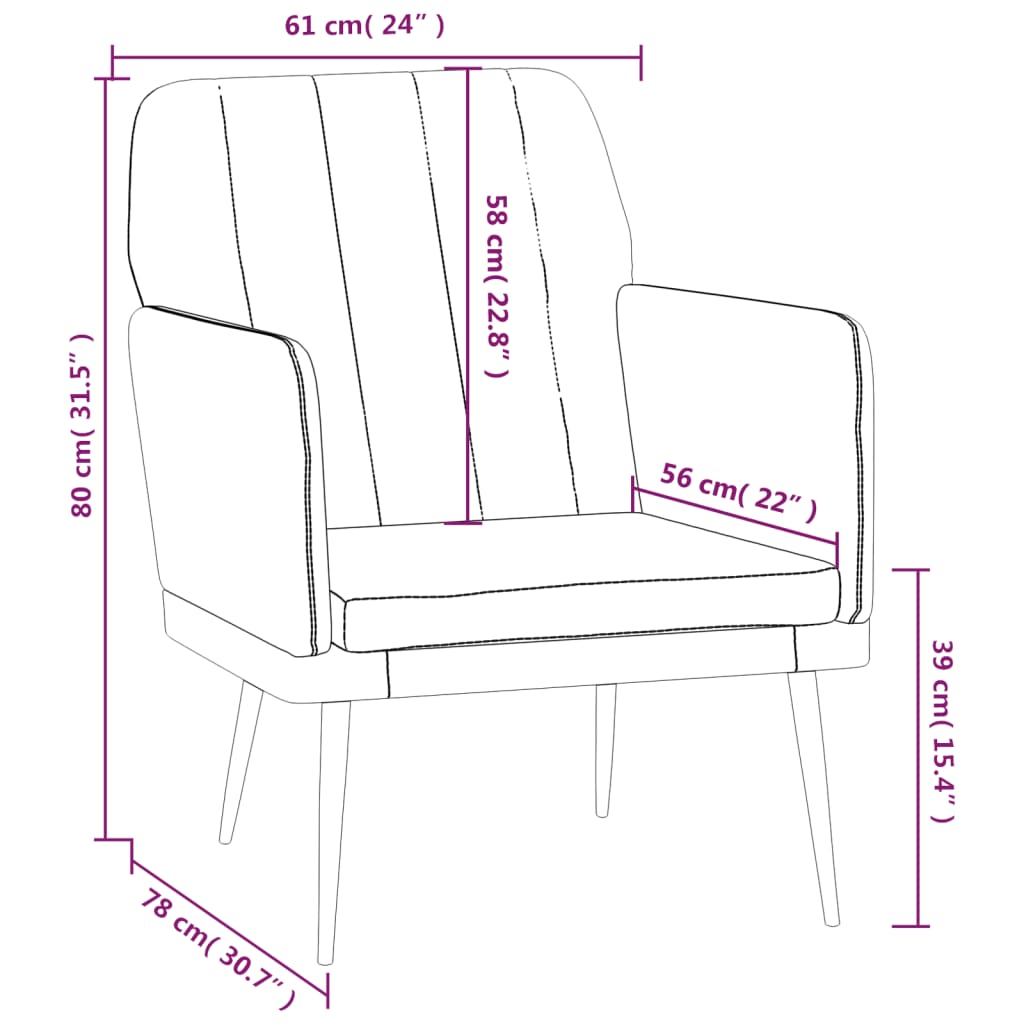 Poltrona Nera 61x78x80 cm Similpelle | homemem39