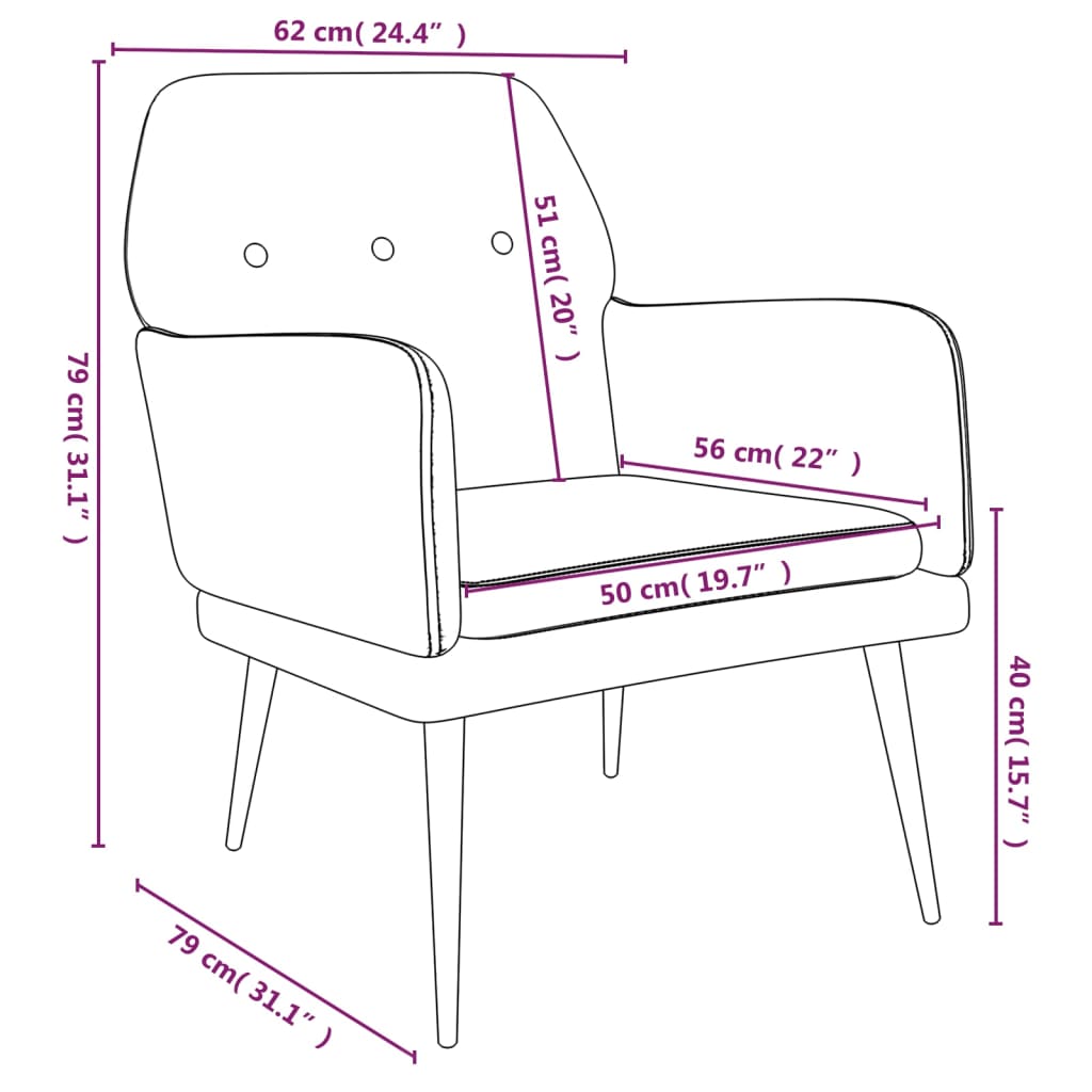 Poltrona Grigio Scuro 62x79x79 cm Velluto | homemem39