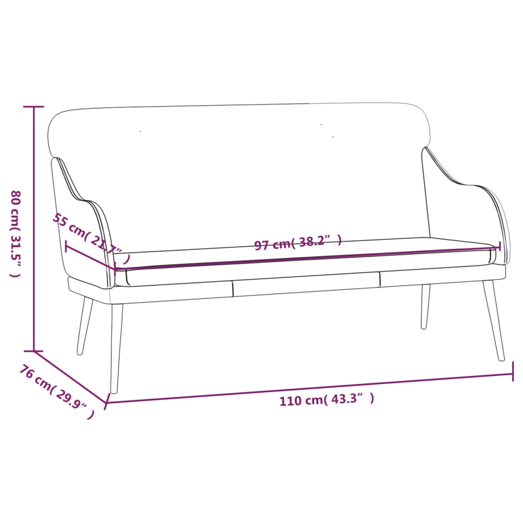 Panca Nera 110x76x80 cm in Similpelle - homemem39