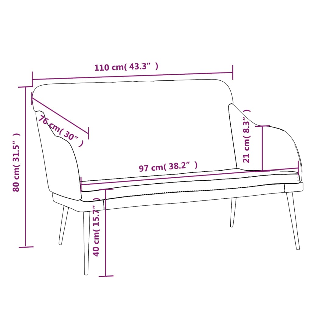Panca Nera 110x76x80 cm in Velluto - homemem39
