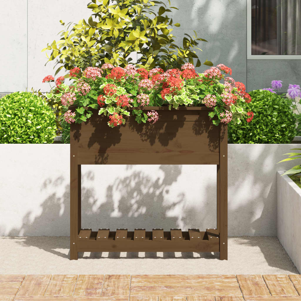 Fioriera con Mensola Ambra 82,5x34,5x81 cm Legno Massello Pino - homemem39
