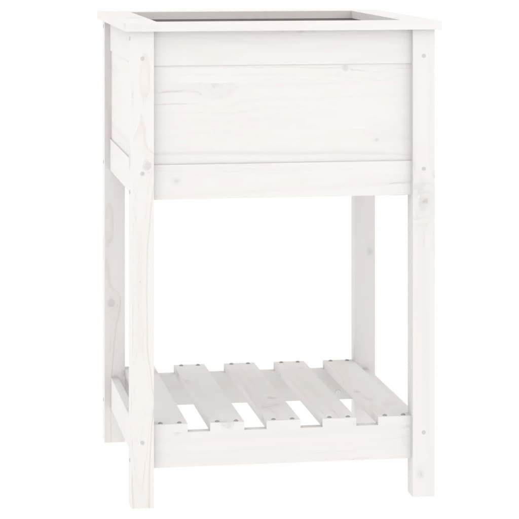 Fioriera con Mensola Bianca 54x54x81 cm Legno Massello di Pino - homemem39