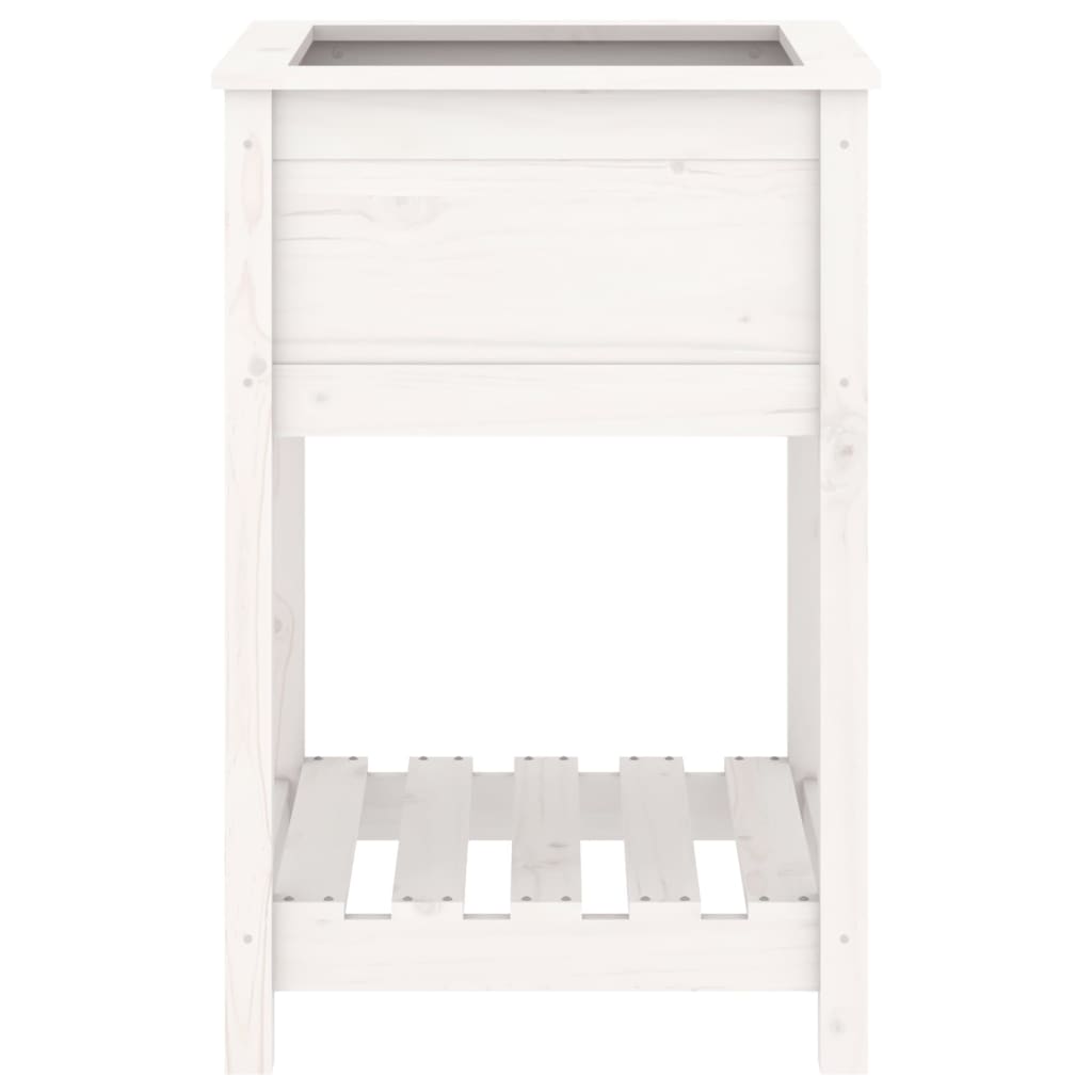 Fioriera con Mensola Bianca 54x54x81 cm Legno Massello di Pino - homemem39