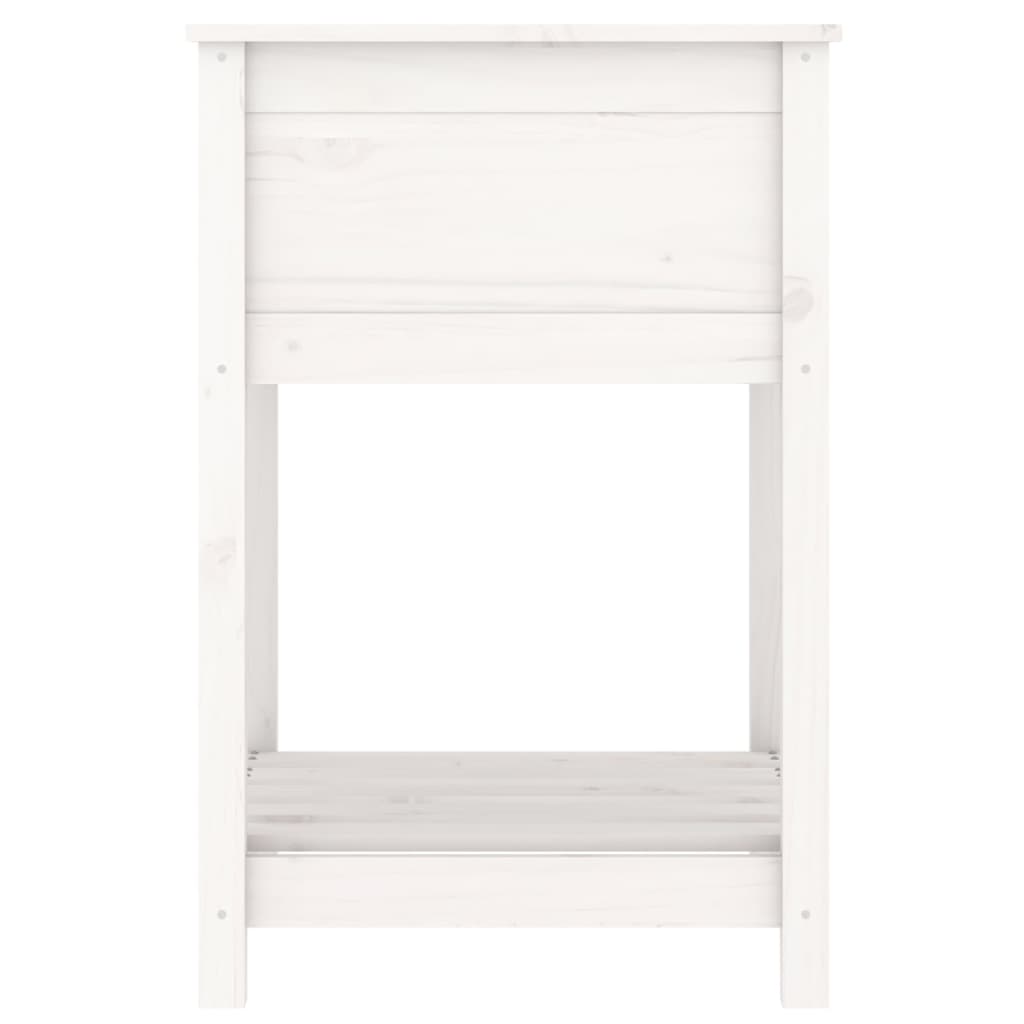 Fioriera con Mensola Bianca 54x54x81 cm Legno Massello di Pino - homemem39