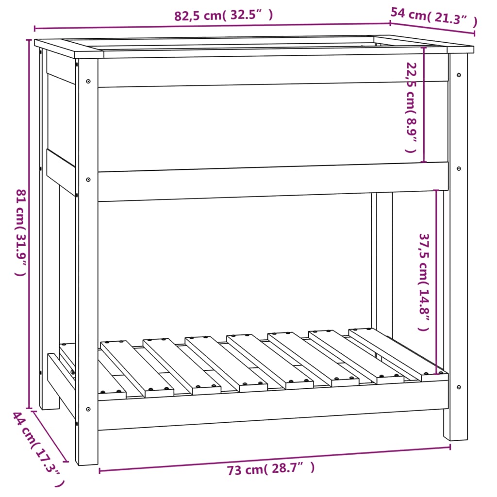 Fioriera con Mensola Grigia 82,5x54x81cm in Legno Massello Pino | homemem39