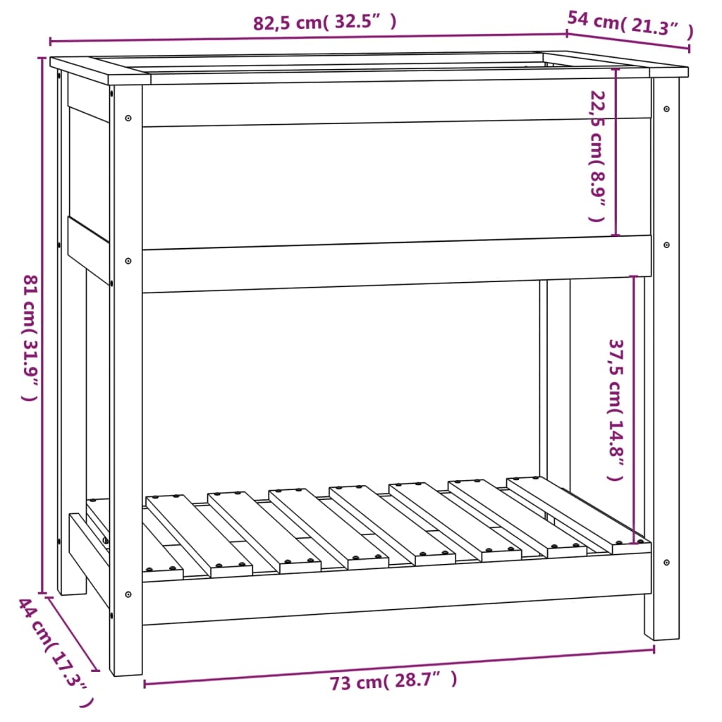Fioriera con Mensola Nera 82,5x54x81 cm Legno Massello di Pino - homemem39