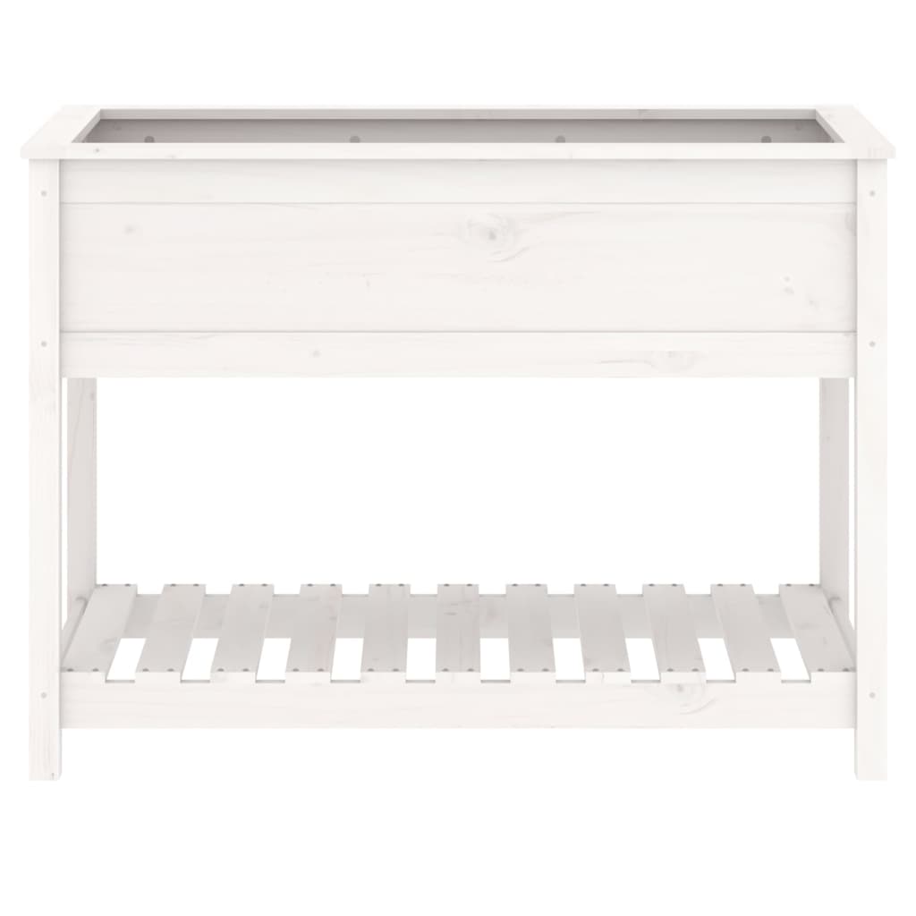 Fioriera con Mensola Bianca 111,5x54x81 cm Legno Massello Pino