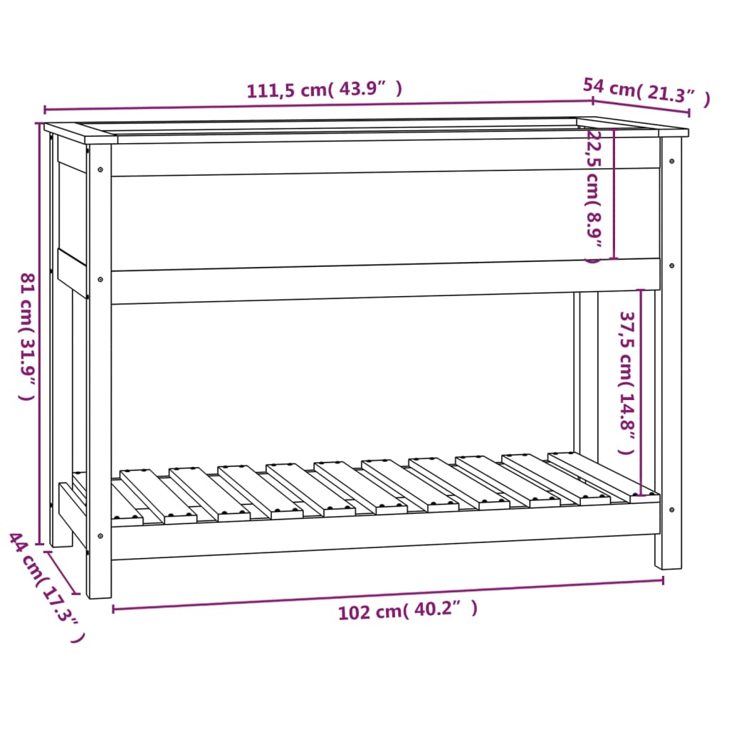 Fioriera con Mensola Grigia 111,5x54x81 cm Legno Massello Pino | homemem39