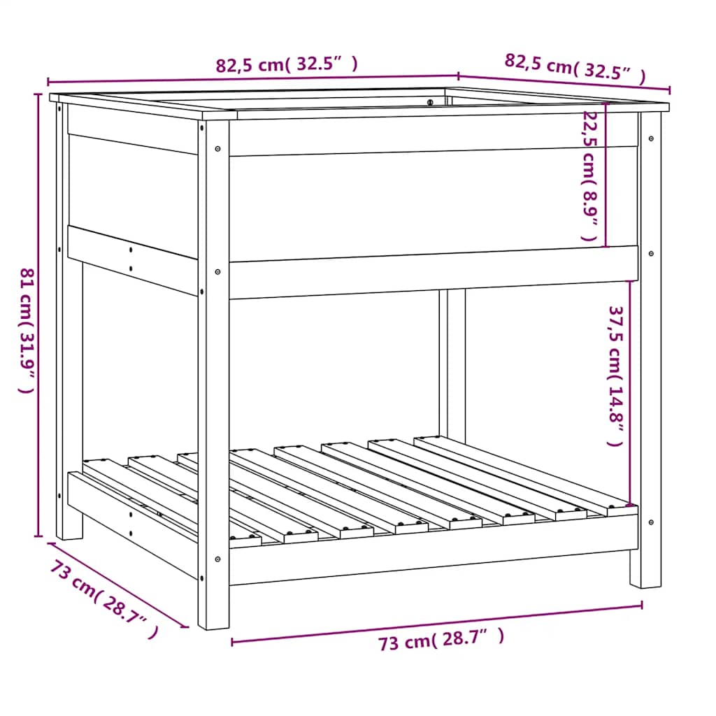 Fioriera con Mensola Bianca 82,5x82,5x81 cm Legno Massello Pino | homemem39