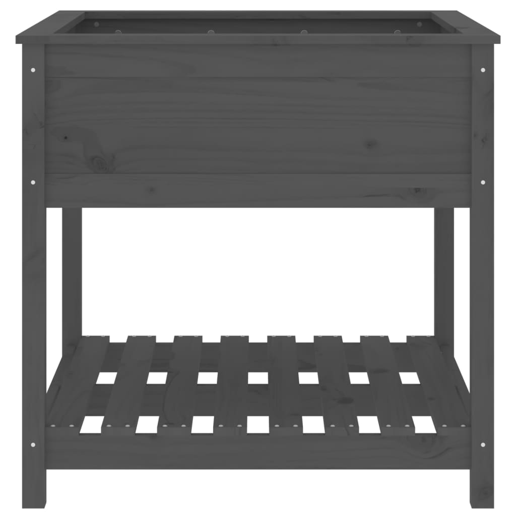 Fioriera con Mensola Grigia 82,5x82,5x81 cm Legno Massello Pino - homemem39