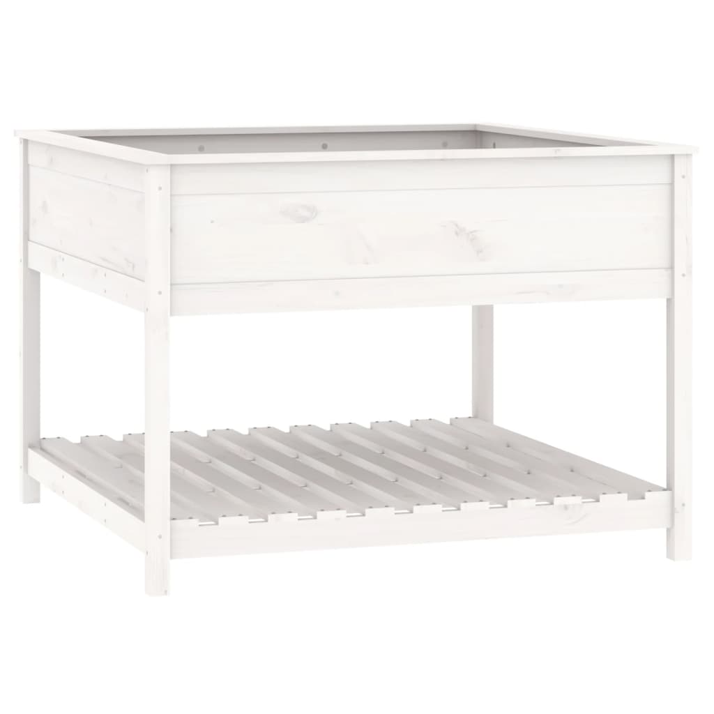 Fioriera Mensola Bianca 111,5x111,5x81cm Legno Massello di Pino - homemem39