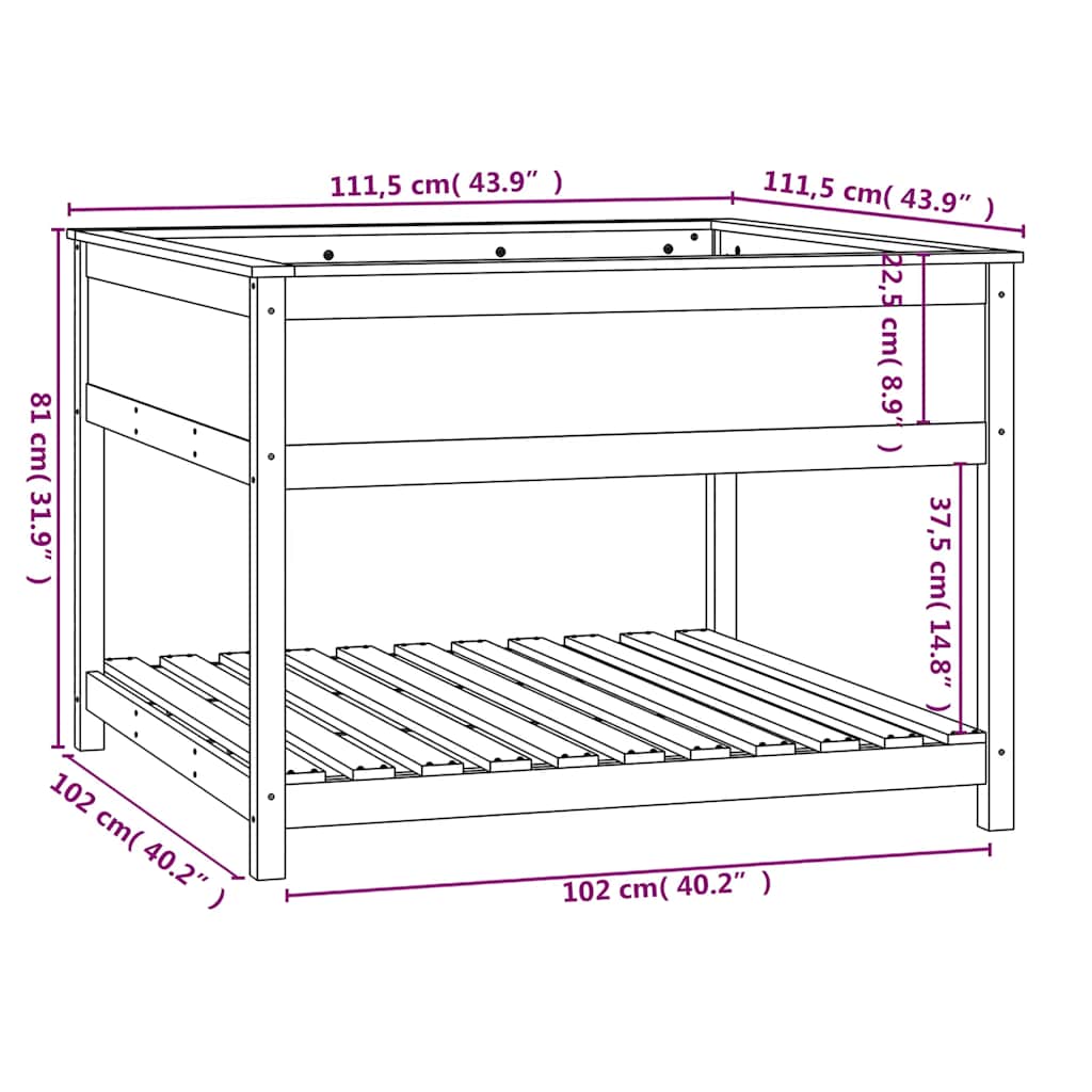 Fioriera Mensola Grigia 111,5x111,5x81cm Legno Massello di Pino | homemem39