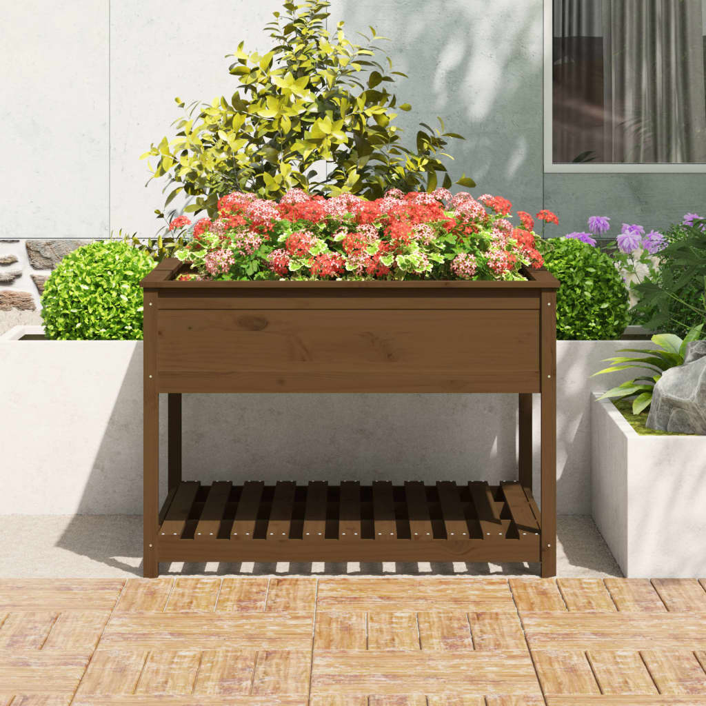 Fioriera con Mensola Ambra 111,5x111,5x81cm Legno Massello Pino - homemem39