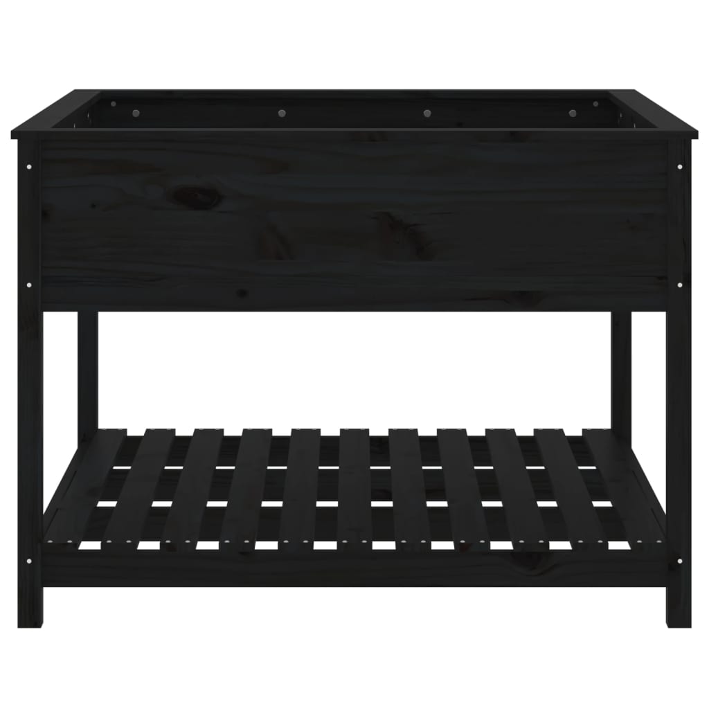 Fioriera con Mensola Nera 111,5x111,5x81 cm Legno Massello Pino - homemem39