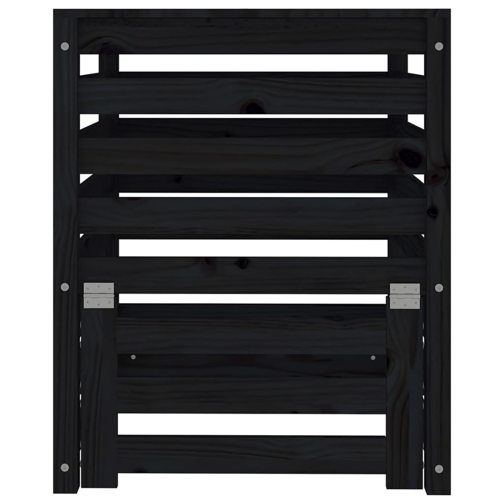 Compostiera Nera 63,5x63,5x77,5 cm in Legno Massello di Pino - homemem39