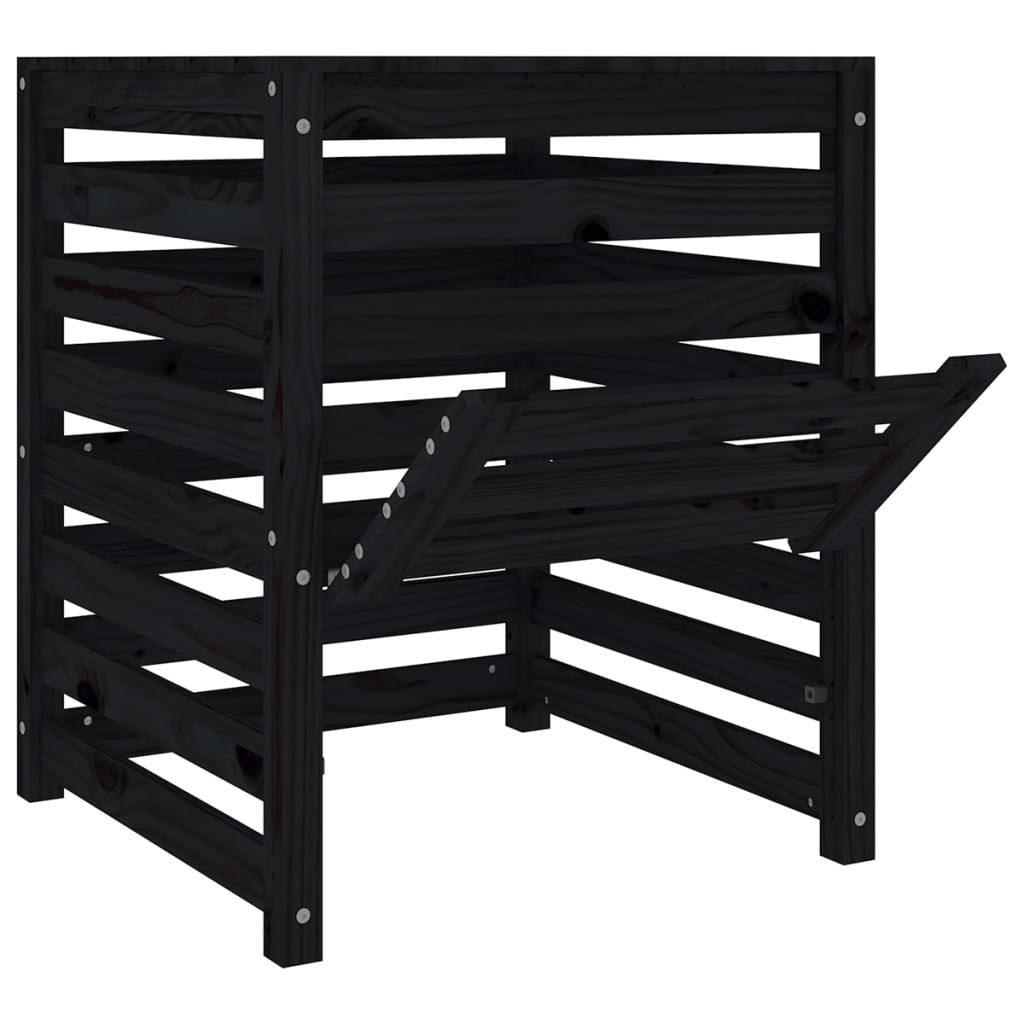 Compostiera Nera 63,5x63,5x77,5 cm in Legno Massello di Pino - homemem39