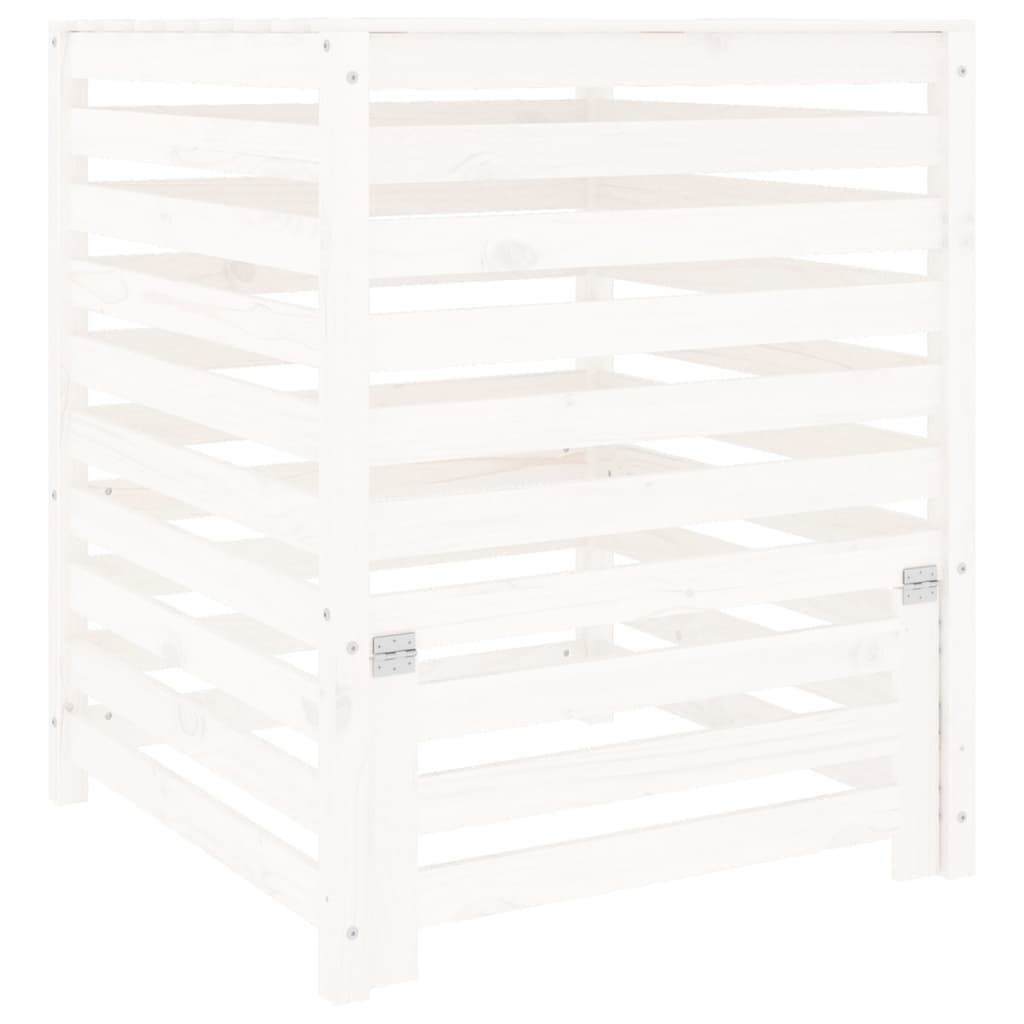 Compostiera Bianca 82,5x82,5x99,5 cm in Legno Massello di Pino - homemem39