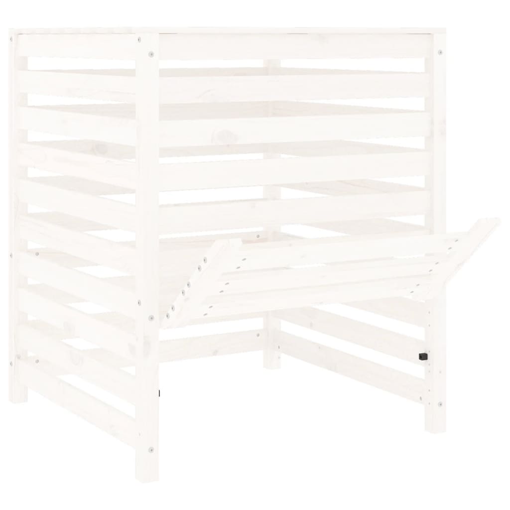 Compostiera Bianca 82,5x82,5x99,5 cm in Legno Massello di Pino - homemem39