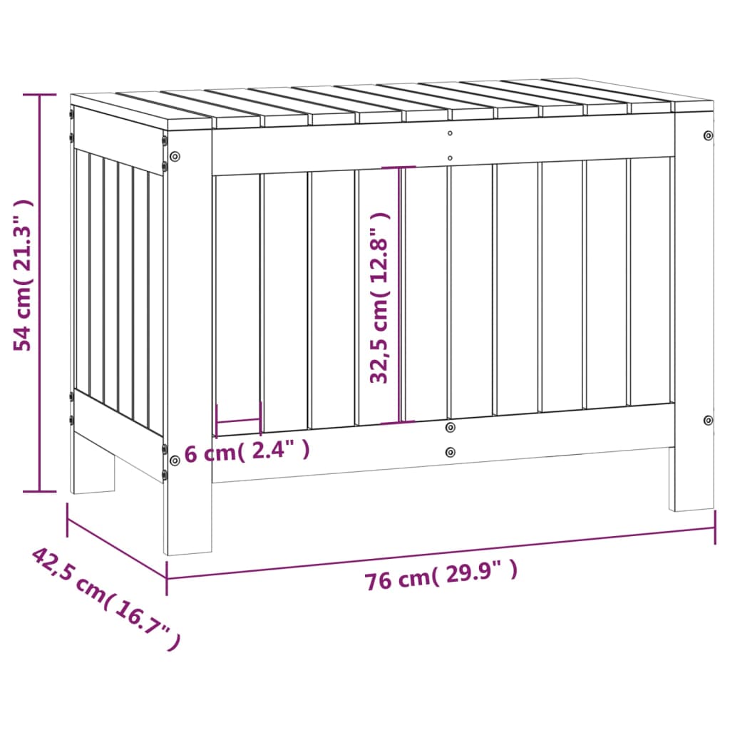 Contenitore da Giardino Nero 76x42,5x54 cm Legno Massello Pino - homemem39