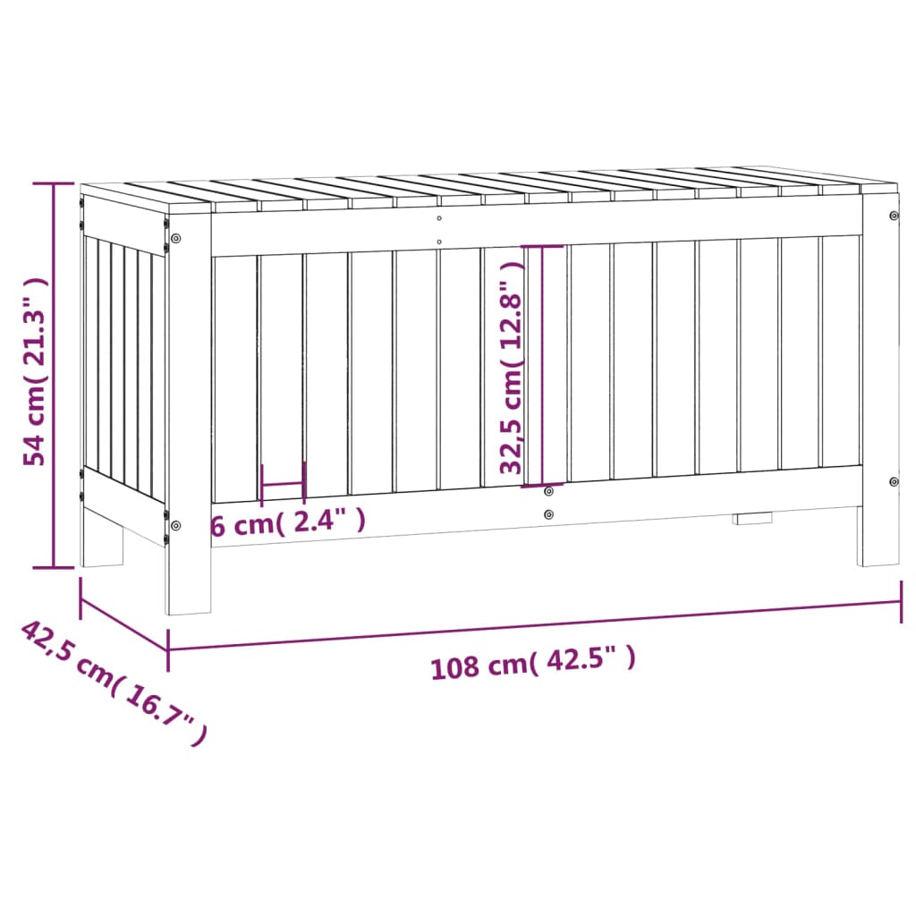 Contenitore Giardino Grigio 108x42,5x54 cm Legno Massello Pino - homemem39